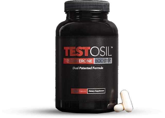 Testosil bottle, Testosterone Booster Dual Patented Formula, 120 capsules, from the seller's materials